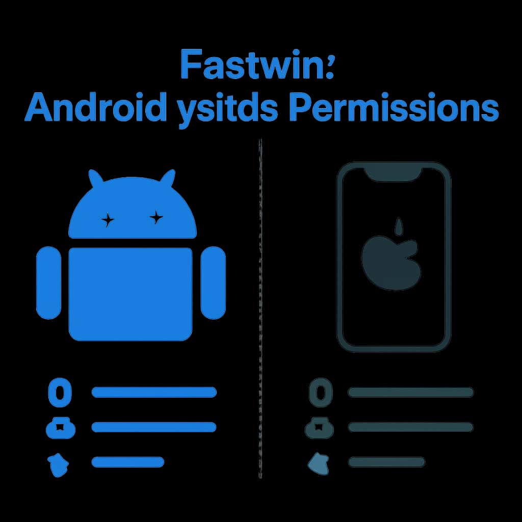 Illustration of permission settings for Fastwin on Android and iOS.
