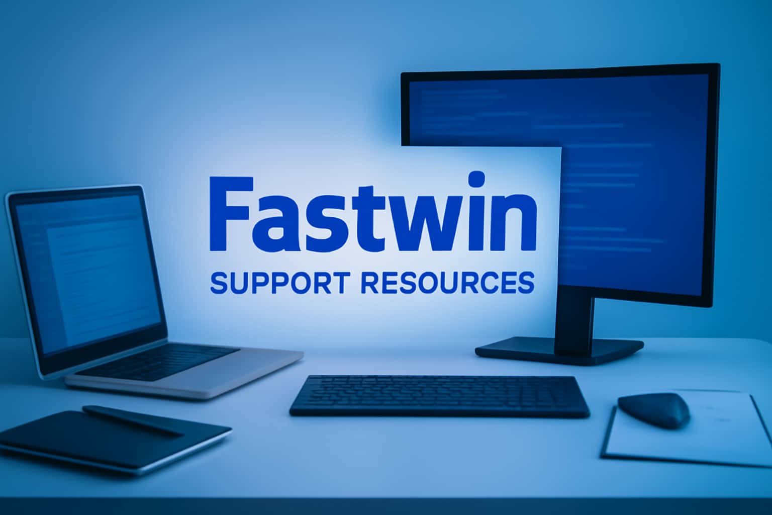An informative layout highlighting Fastwin support resources with a focus on installation and updating.