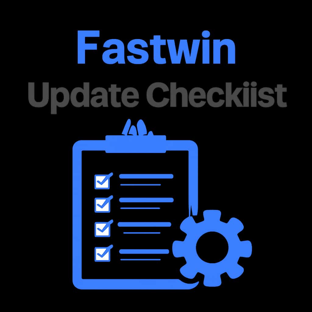An educational diagram detailing the Fastwin Update Checklist steps.
