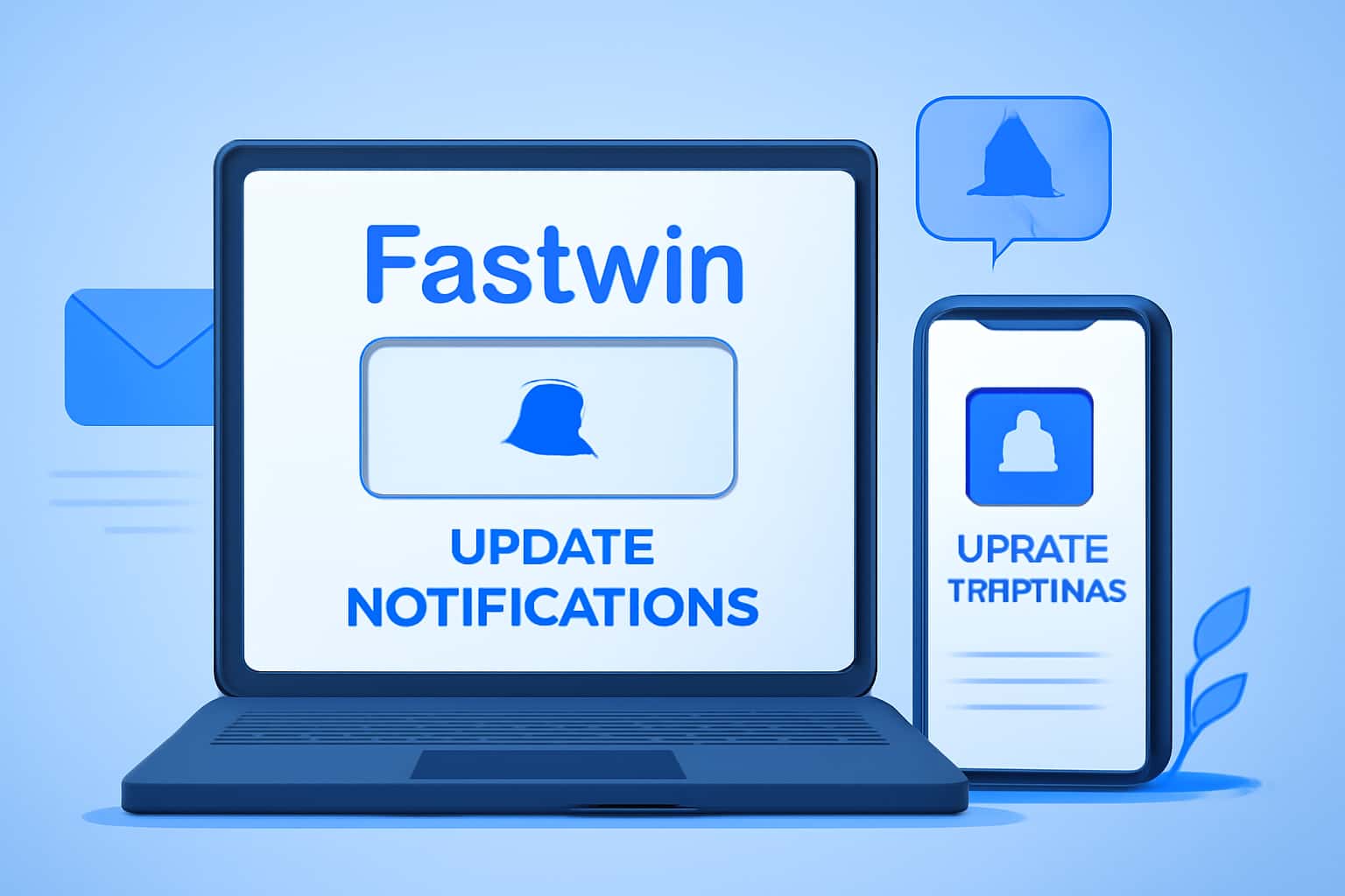 An informative graphic illustrating Fastwin Update Notifications in a high-tech style.