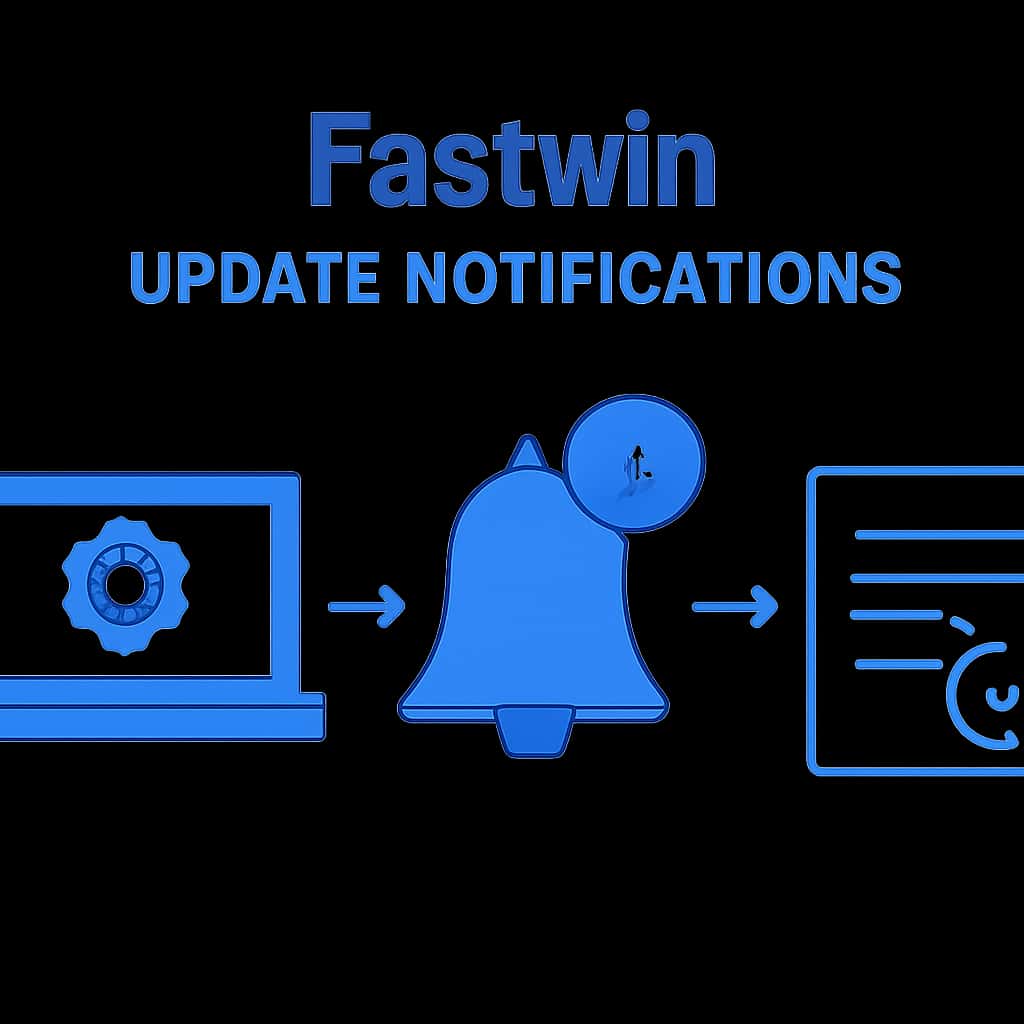 An educational diagram detailing the process of Fastwin Update Notifications.