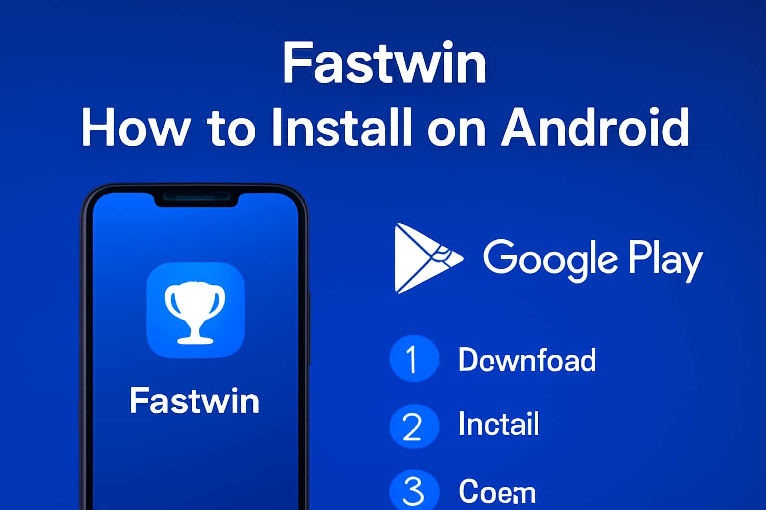 A professional scene showing the process of installing Fastwin on an Android device.