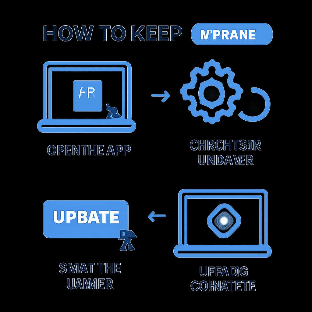 Illustration showing the steps to update Fastwin.
